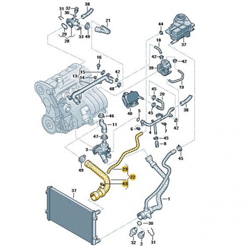 Audi A4 2001-2004 2.0 Radyatör Üst Hortumu Flanşlı 8E0121101