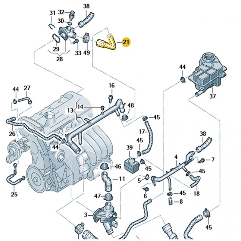 Audi A4 2002-2004 1.8T Motor Blok Soğutma Bağlantı Hortumu 06B121101A
