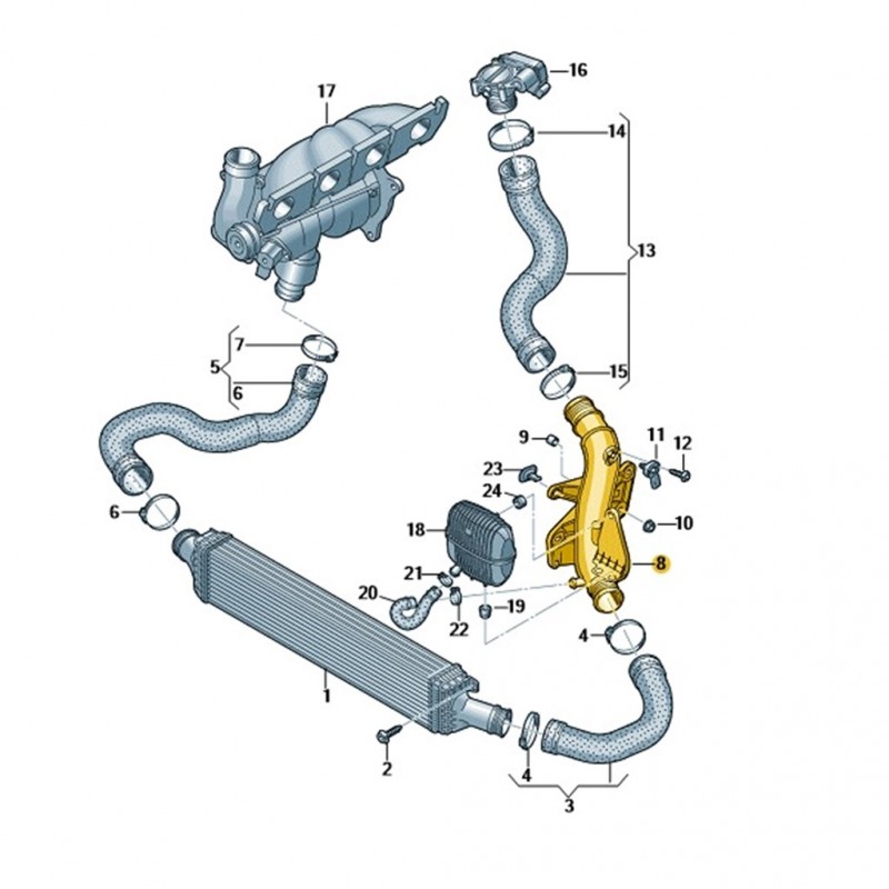 Audi A4 2013-2015 2.0 CDN Motor Turbo Borusu Plastik 8K0145673AJ