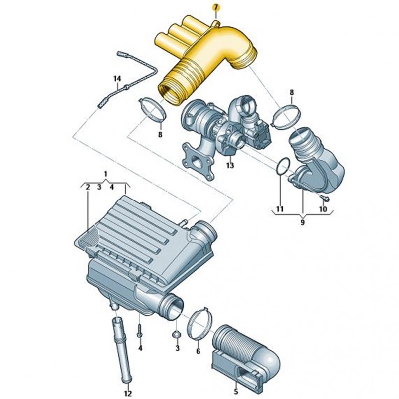 Audi Q2 2021-2025 1.4TSi Emme Hava Kılavuz Borusu 04E129651C