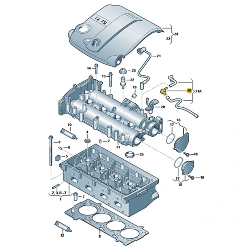 Skoda Rapid 2012-2016 1.4TSi CAX Motor Hava Hortum Valfi 03C103558M
